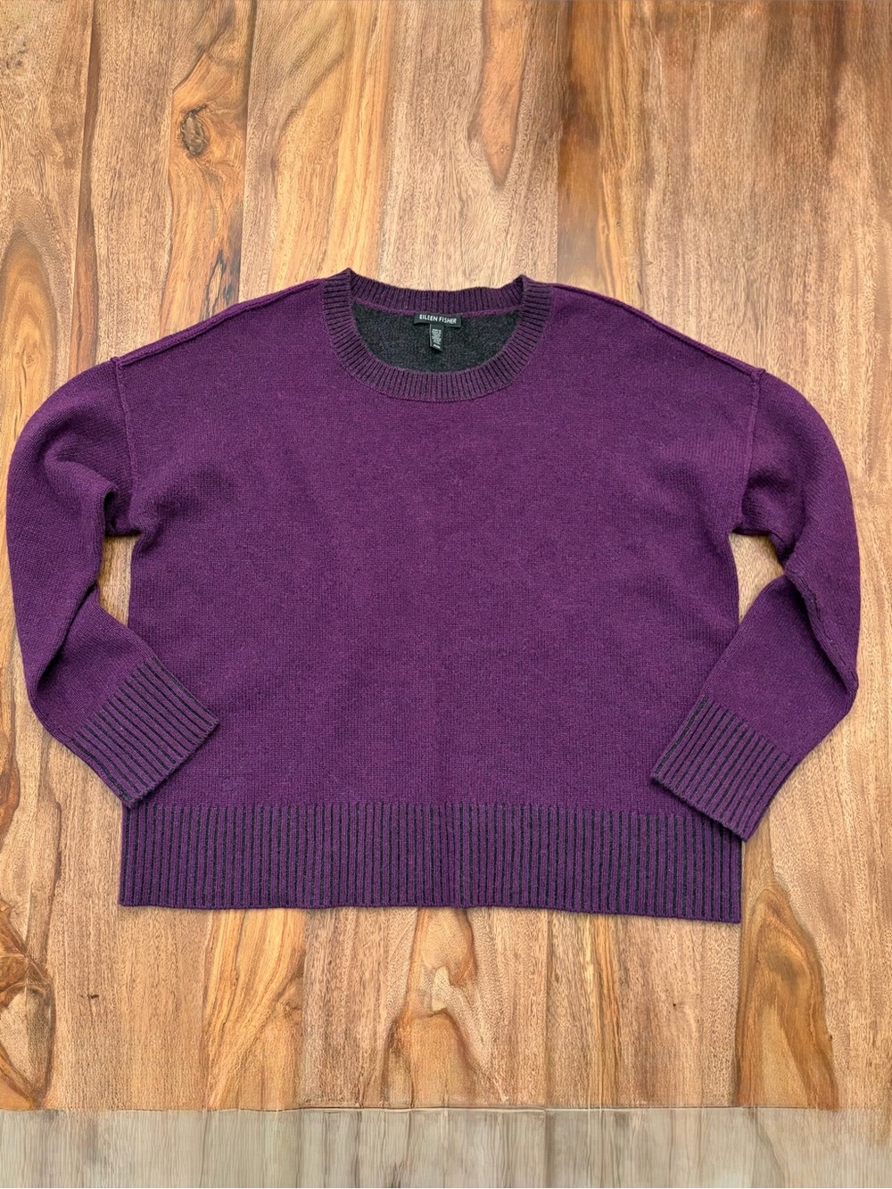 Eileen Fisher Cashmere Crew Neck Sweater in Plum - Picture 6 of 10